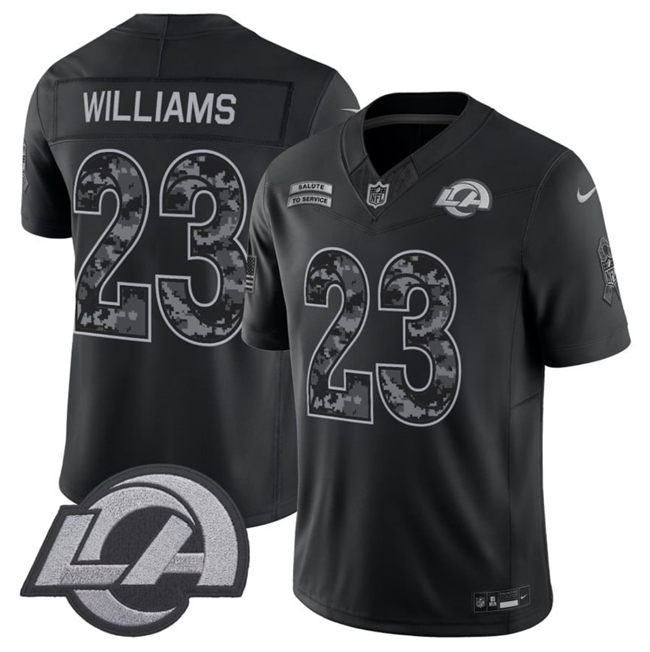 Men's Black Los Angeles Rams #23 Kyren Williams F.U.S.E. 2026 Salute to Service Limited Stitched Football Jersey